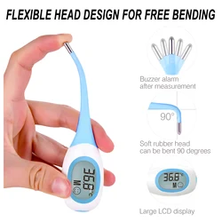 Medical Digital Intra-body Thermometer 8s Temperature Measure Tool Baby Pets Handheld Body Thermometer silica for Oral, Armpit