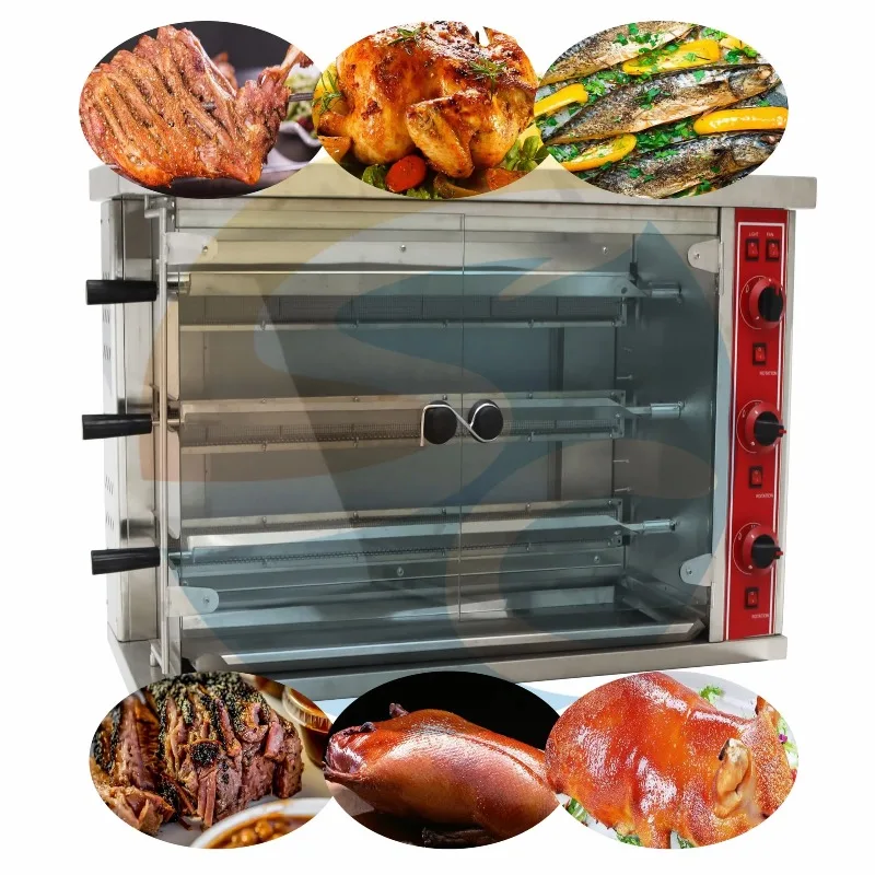 

Commercial Air Fryer Automatic Rotary Grill 122℉-572℉ for Sheep Chicken 3 Layer Convection Toaster Ovens