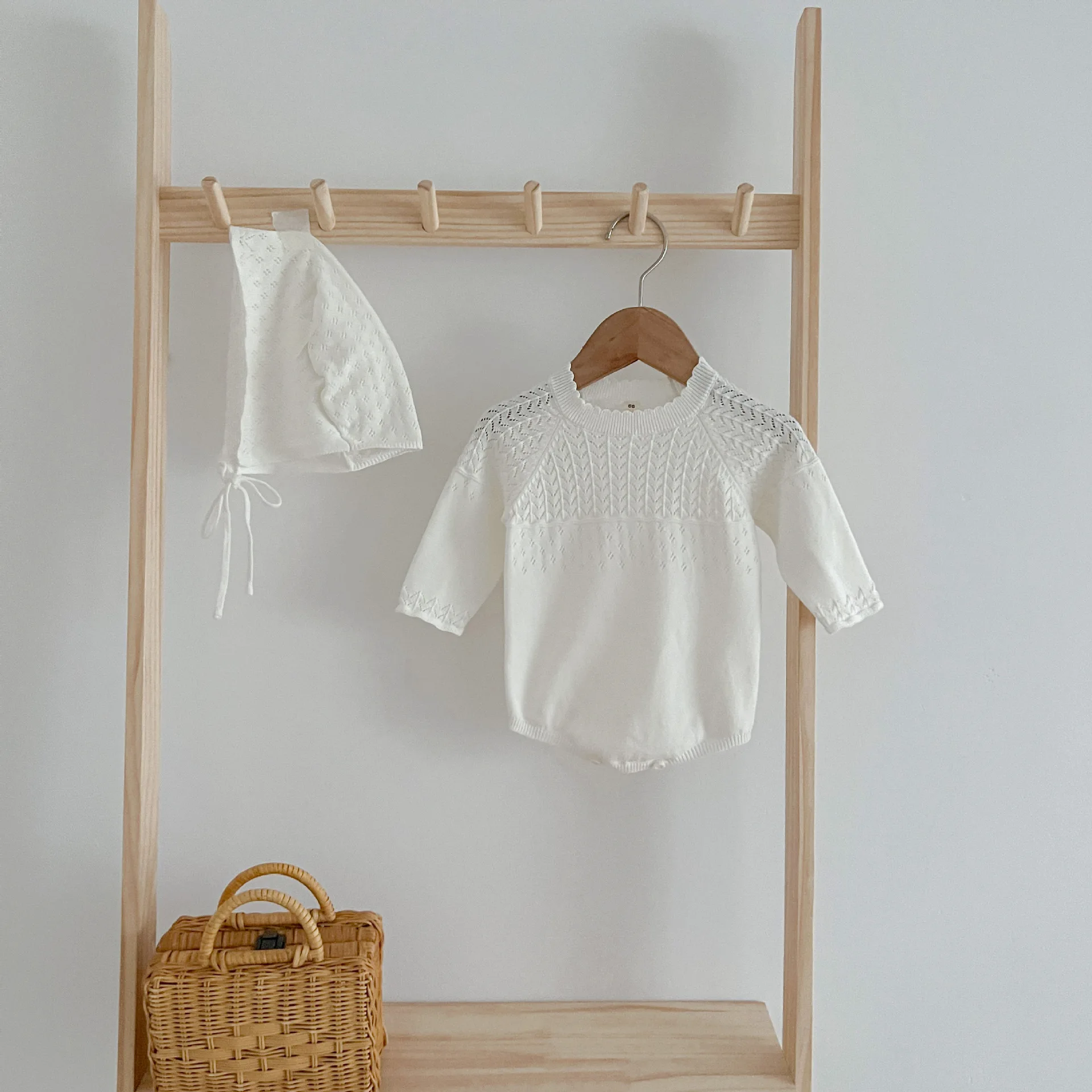 0-2Y Stricken Neugeborenen Overall Baby Mädchen Junge Frühling Herbst Kleidung Nette Langarm Pullover Romper + Hut Casual Neue geboren Outfits – Detail 3