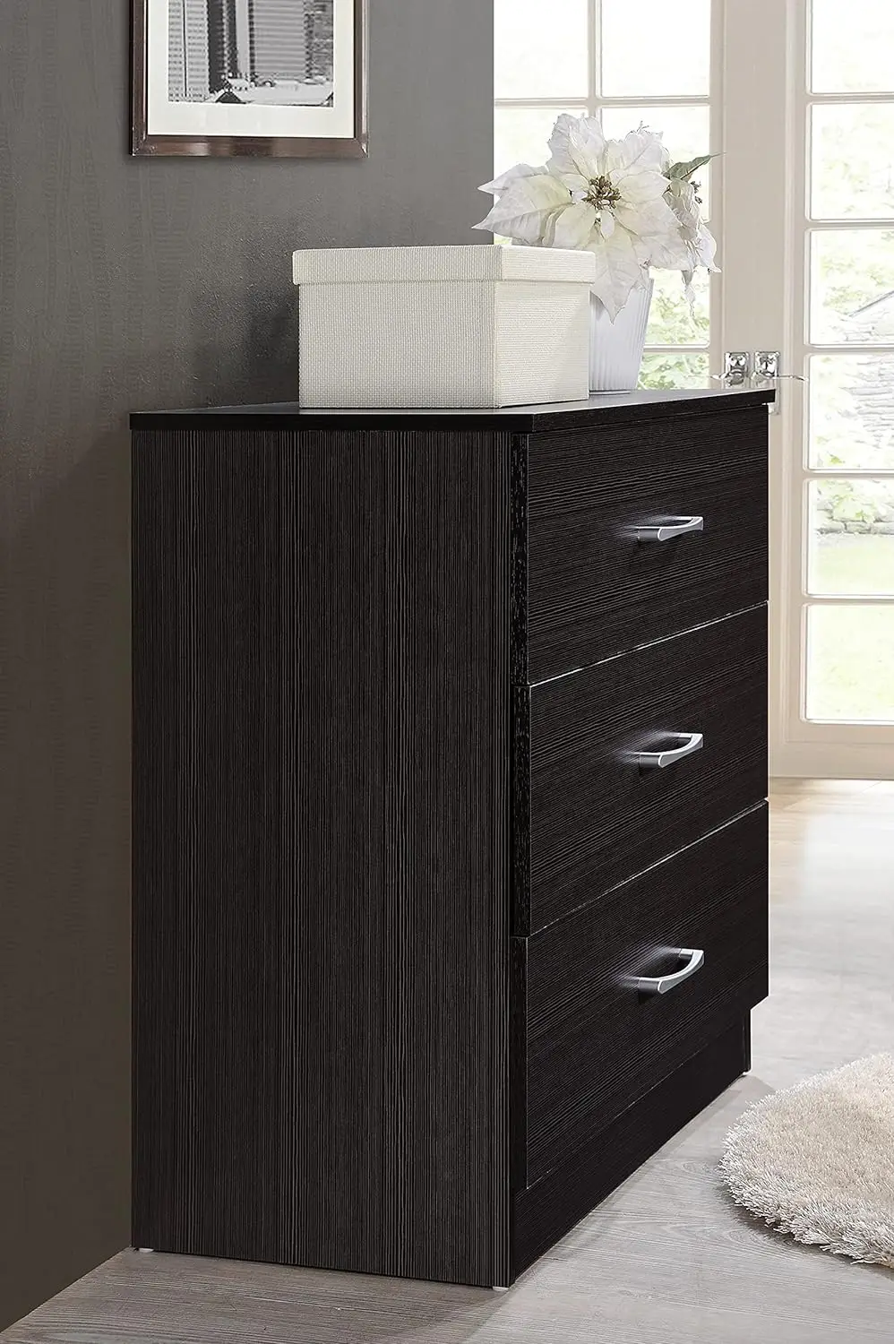 Peito de gavetas, 30,6 polegadas, 3 gavetas H x 31, 5 polegadas. W x 15.5 polegadas caixa de armazenamento para quarto, corredor, sala de estar, D,3 gavetas