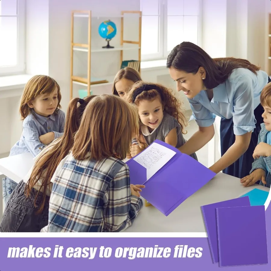 24-częściowe пластиковые папки с карманами «Снова в школу», папка с двумя карманами, подходит для буквенного размера, сверхпрочный школьный держатель для карточек для Ho