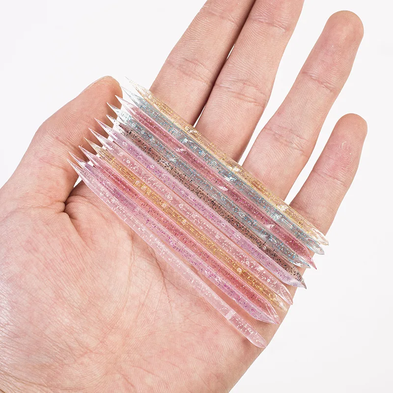 50/100 stuks herbruikbaar dubbelzijdig nagelriemgereedschap - Crystal Nail Art Pusher voor manicure en pedicure ​