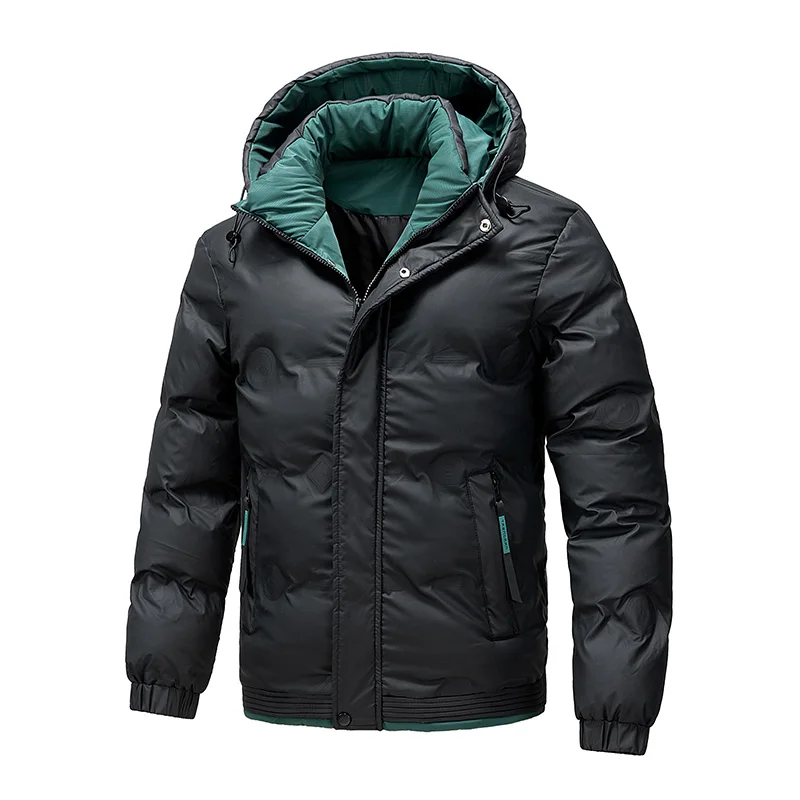 New Comfortable Hooded Fashion Solid Men Parka Winter Thicken Keep Warm Windproof Jacket Outdoors Loose Casual Versatile Coat