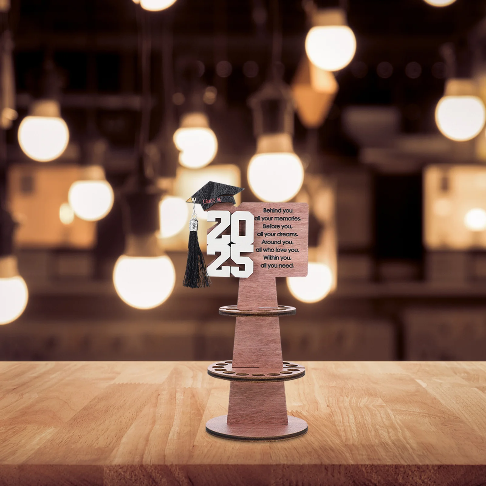 حامل أموال لحفلات التخرج حامل بطاقات نقدية خشبي مزدوج الطبقة لفئة 2025 زينة التخرج ومستلزمات الحفلات #2