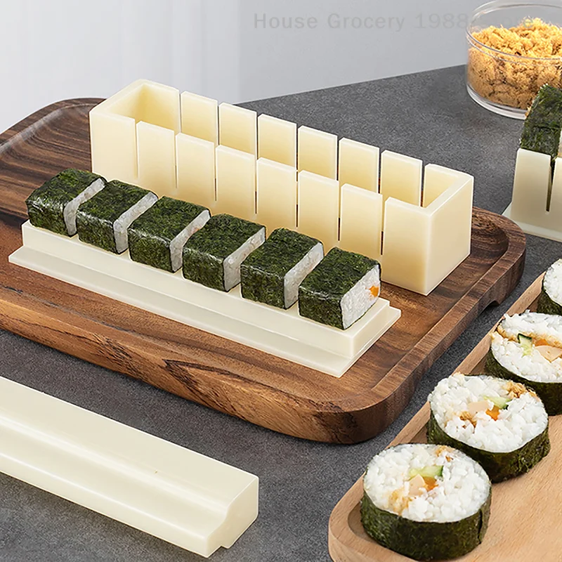 1 Set DIY Sushi Maker And Rice Circular Mold Seaweed Cake Plastic Mold Multifunctionele Square Sushi Grinder Making Tool Set