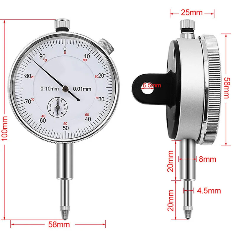 Imagem -04 - Indicador Alavanca Medidor de Discagem Régua Medidor de Teste Finder Ferramenta Micrometre Base Magnética Suporte 00.8 mm 010 mm 0.01 mm