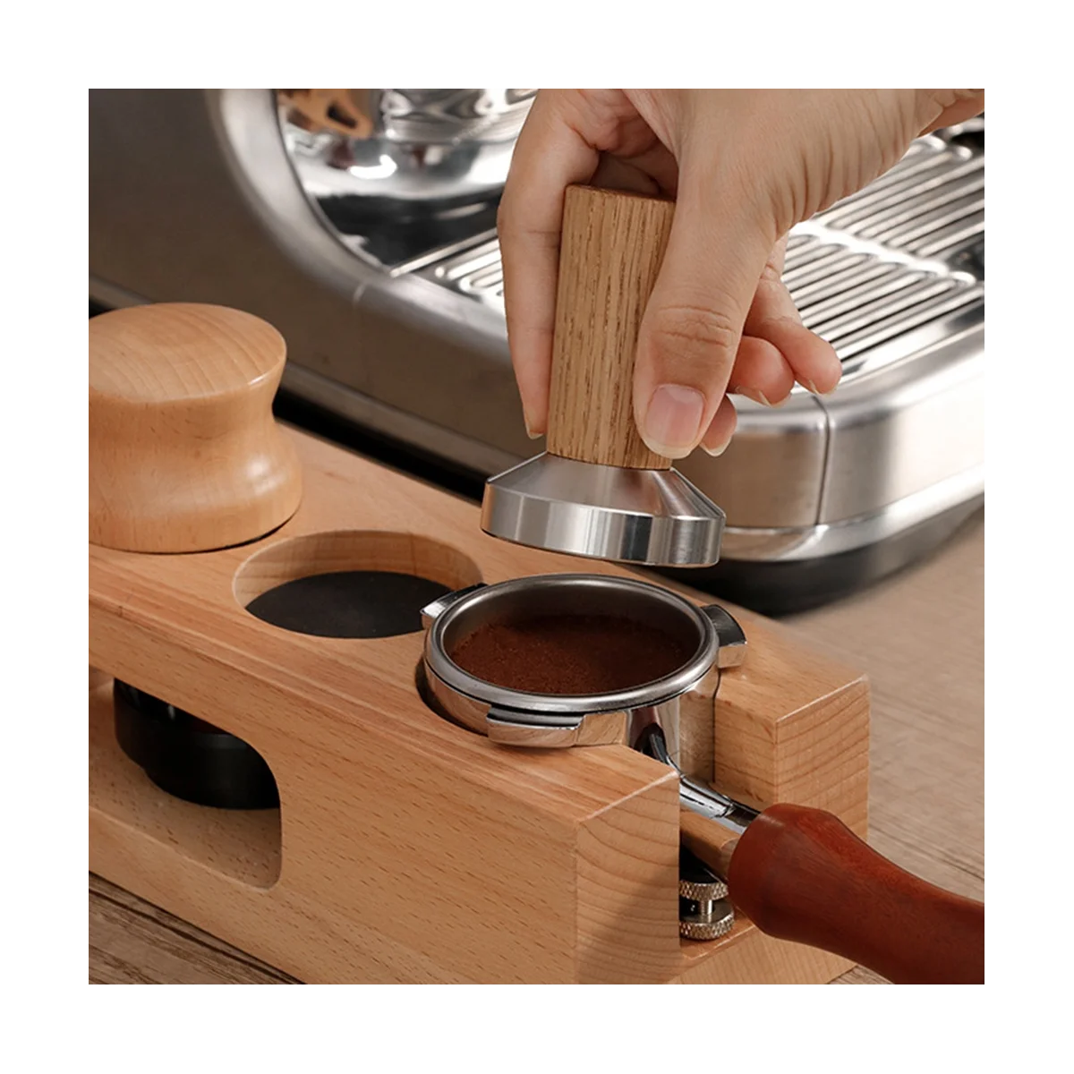 Прессоратор для кофемашины Темпер для кофе Штамп для эспрессо: Темпер для кофе из настоящего дерева