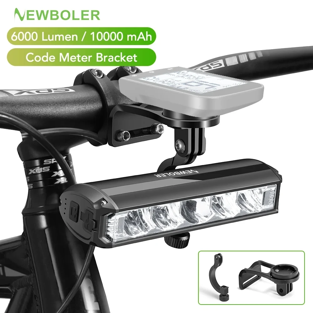 NEWBOLER Bicycle Light Front 10000mAh Bike Light 6000Lumen Waterproof Flashlight USB Charging MTB Road Cycling Lamp Accessories