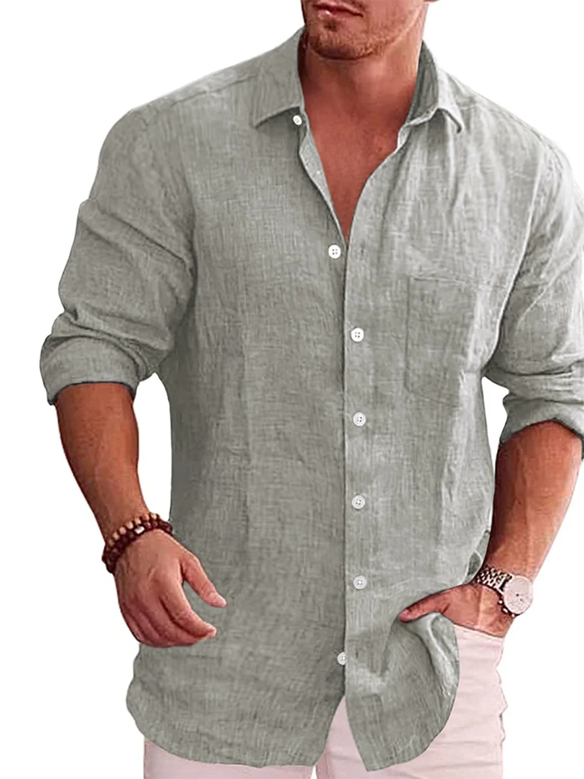 

Loose Lapel Long Sve irt for Men Casual Classic Sle Big Size Comfortable Fit Autumn Faion Youthful Trend