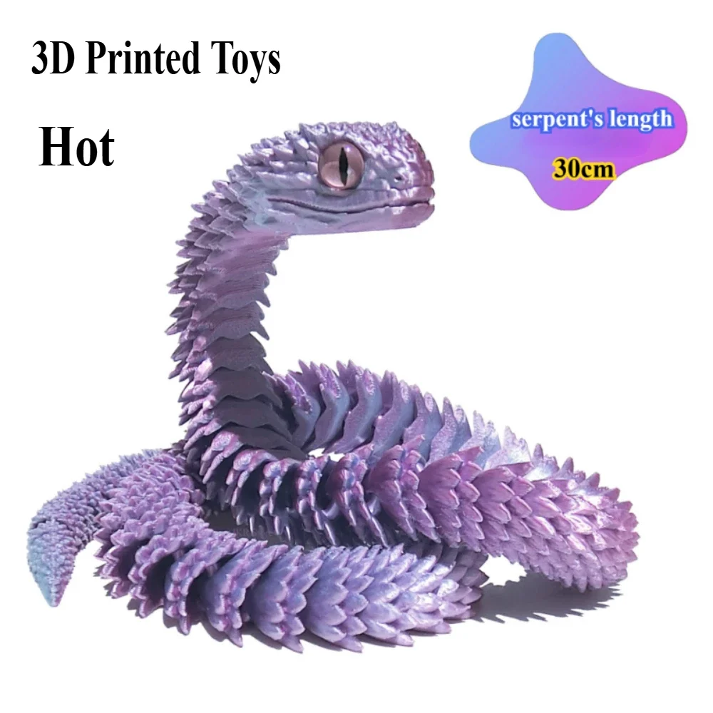 Hot 3D Printed Snake Movable Joint Simulation Snake Dolls Creatives Home Office Desktop Decoration 2025 New Year Gift Craft Gift