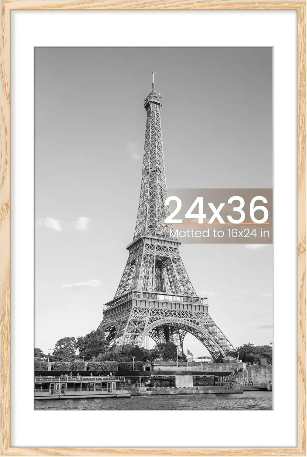 

Рамка для постеров 24x36 с паспарту для фотографий 20x30, настенное крепление, отделка натуральным деревом, 1 шт.