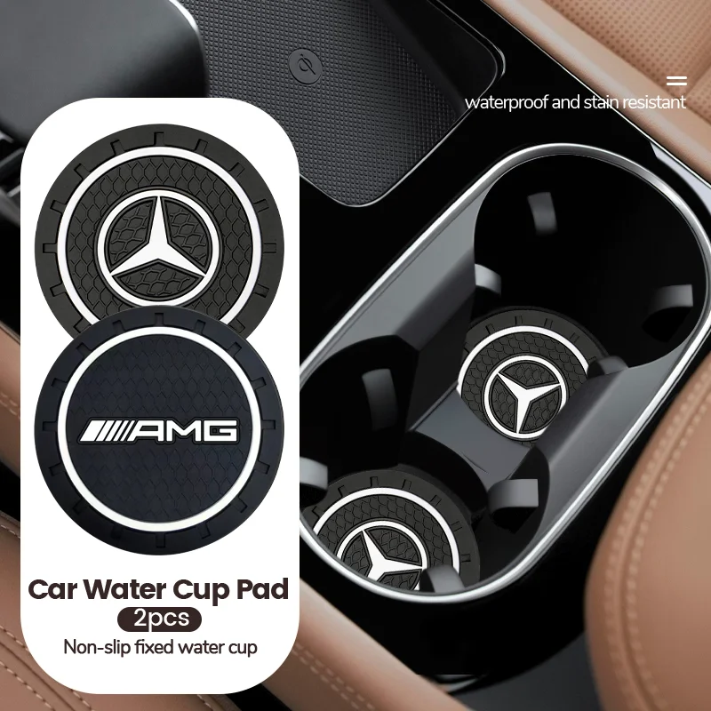 2pcs Silicone Car Coaster Water Cup Bottle Non Slip Pad Anti-Slip Mats For Mercedes Benz W166 W212 W213 W246 W176 W205 C180 W167