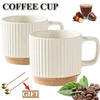 2PCS/Set Ceramic Coffee Mugs Universal Drinking Cup Classic Stylish Coffee Tea Mugs Home Office Use Valentine's Birthday Gift