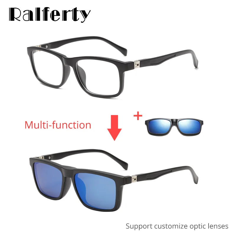 Ralferty Student 5 In 1 Magnetic Sunglass Kids Child Clip On Glasses TR90 Optic Prescription Glasses Frames 3D Spectacle TR8006