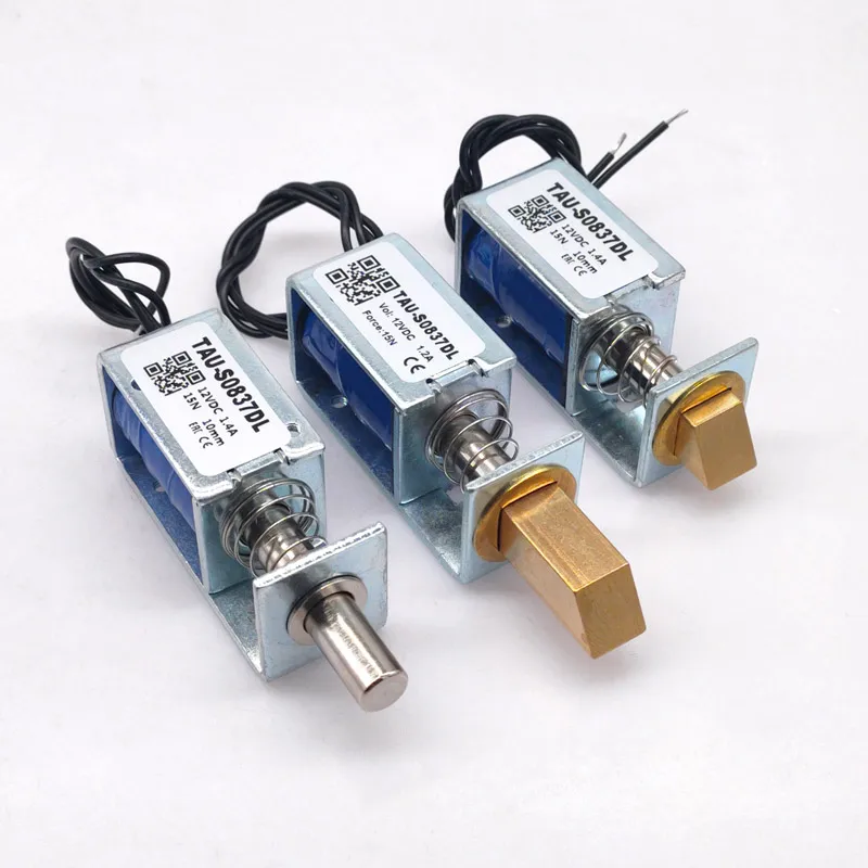 1 szt. TAU-S0837DL DC 6V 12V 24V zamki elektryczne elektromagnes skok 10mm zamek magnetyczny do zamka drzwi szafki