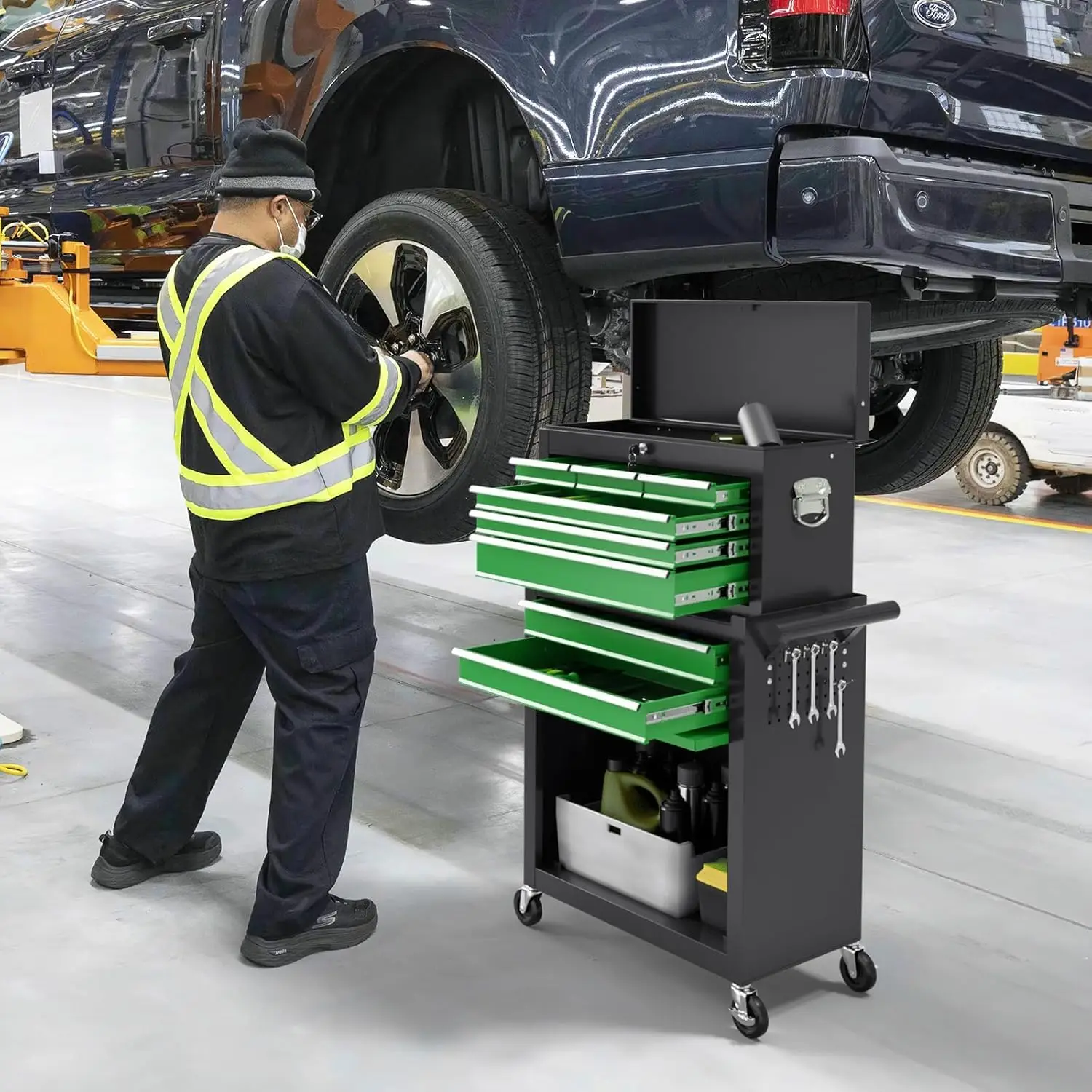 

8-Drawer Rolling Tool Chest Tool Box,Removable Tool Storage Cabinet with 4 Wheels, Customized