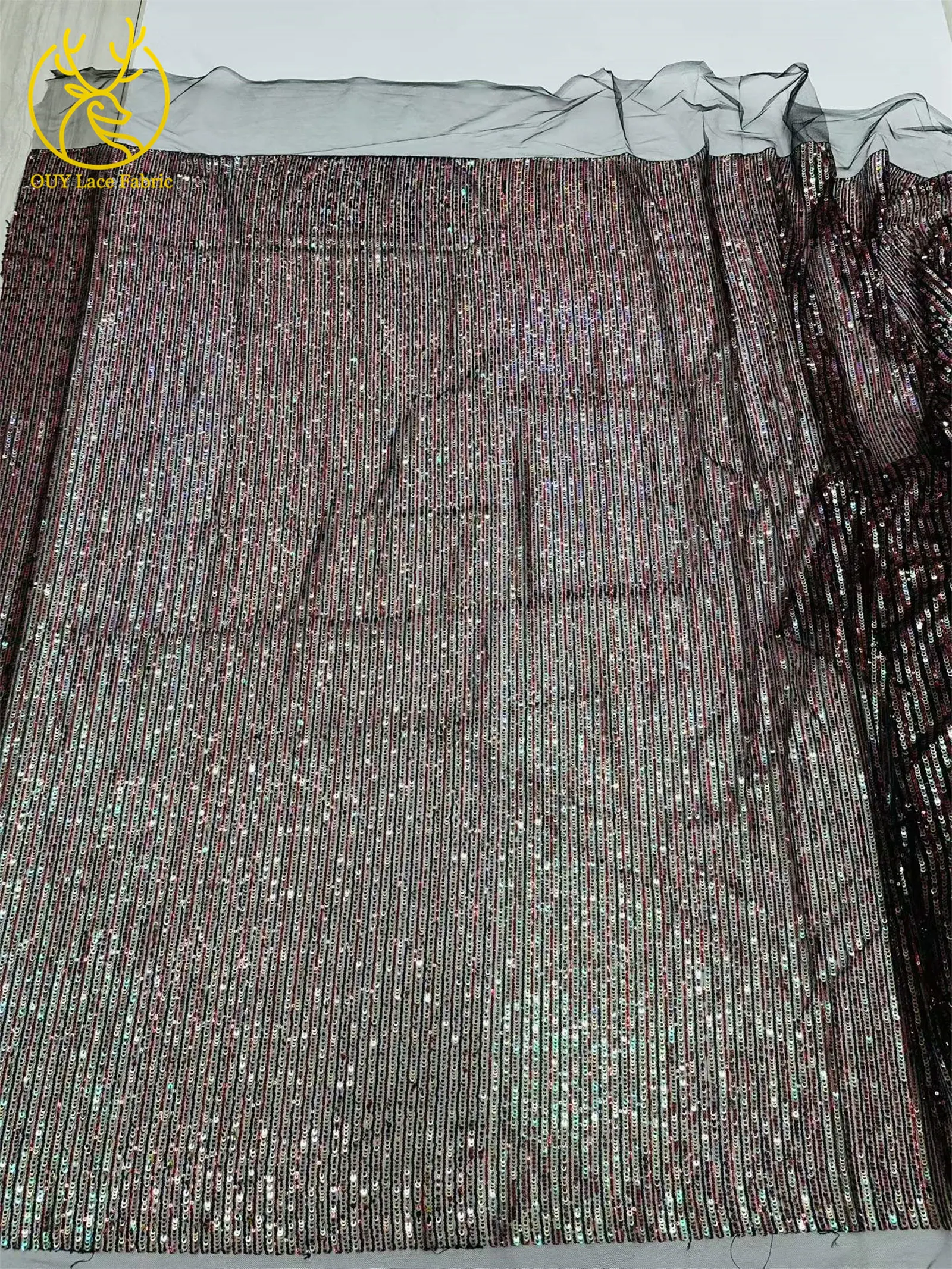 5 Yards afrikanischer Pailletten-Tüll-Spitzenstoff 2026 Hochwertiger französischer Netz-Spitzenstoff für elegante Abendkleider für nigerianische Frauen – Detail 9