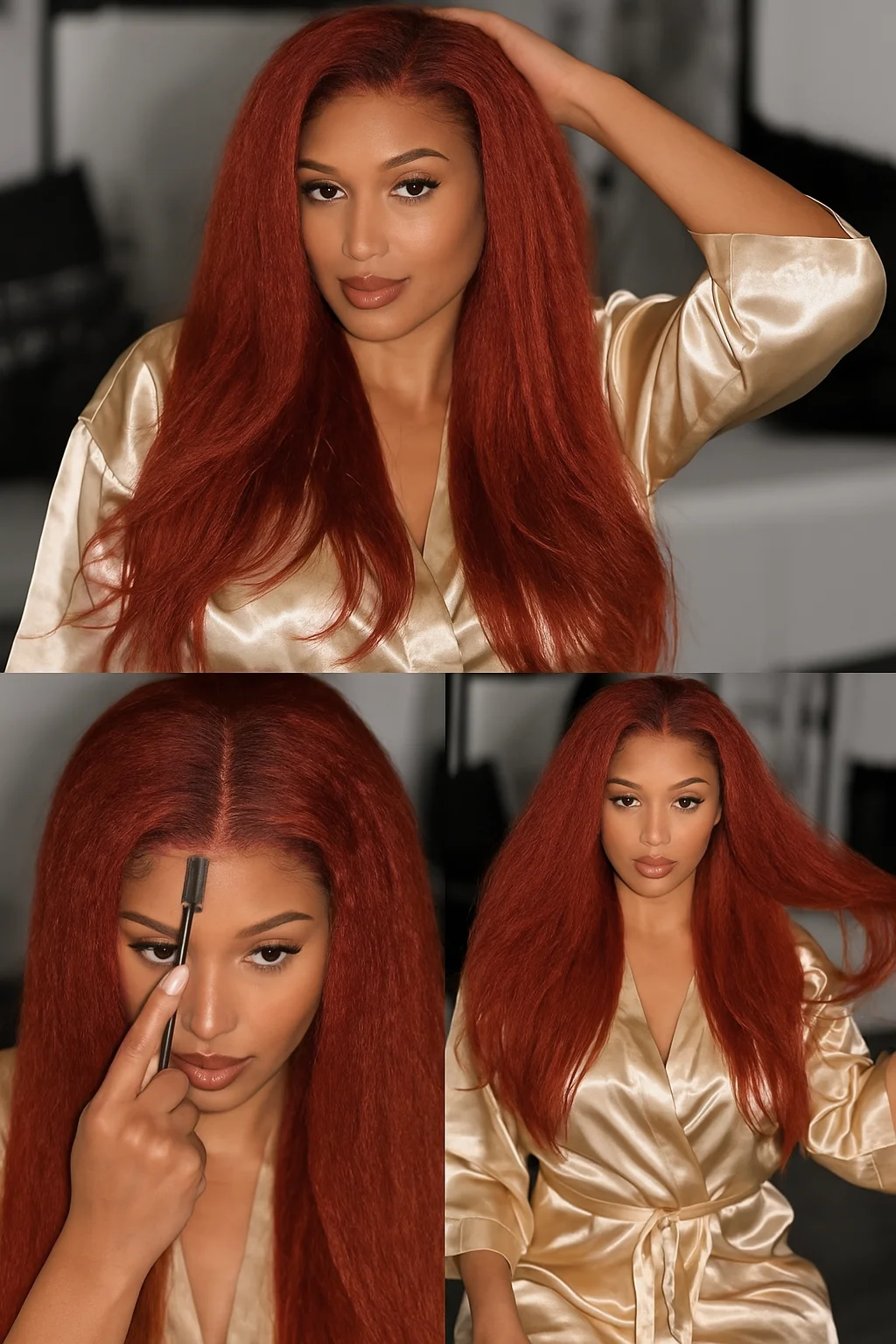 Peluca de cabello humano 4x4 con cierre recto y rizado, peluca con malla frontal de color marrón rojizo, peluca de encaje HD 13x4, cabello brasileño de 200 de densidad