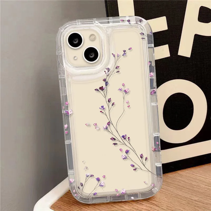 

Flowers Painted Clear Phone Case For iPhone 16 Pro Max 15 14 13 12 11 Pro 16 15 14 7 8 Plus SE X XS XR XS Max Soft Case Bumper