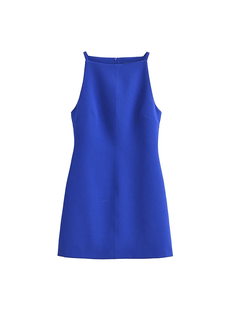 Sleeveless short dress for girls, casual dress, sleeveless, high waist, with zipper, solid color, for summer