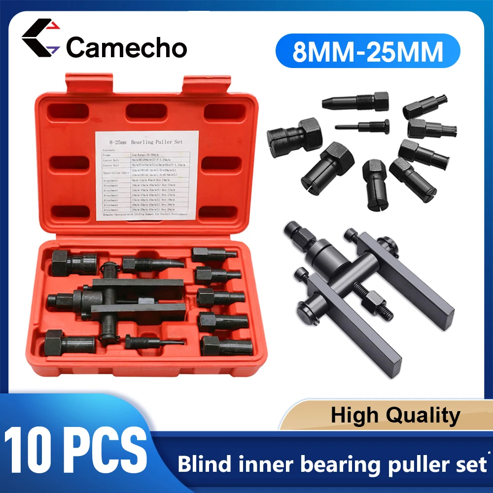 Camecho 10 Stück praktischer Lagerabzieher, Werkzeug zum Entfernen von Motorradlagern, Abzieher mit Box, Motorrad-Innenlagerabzieher-Sets