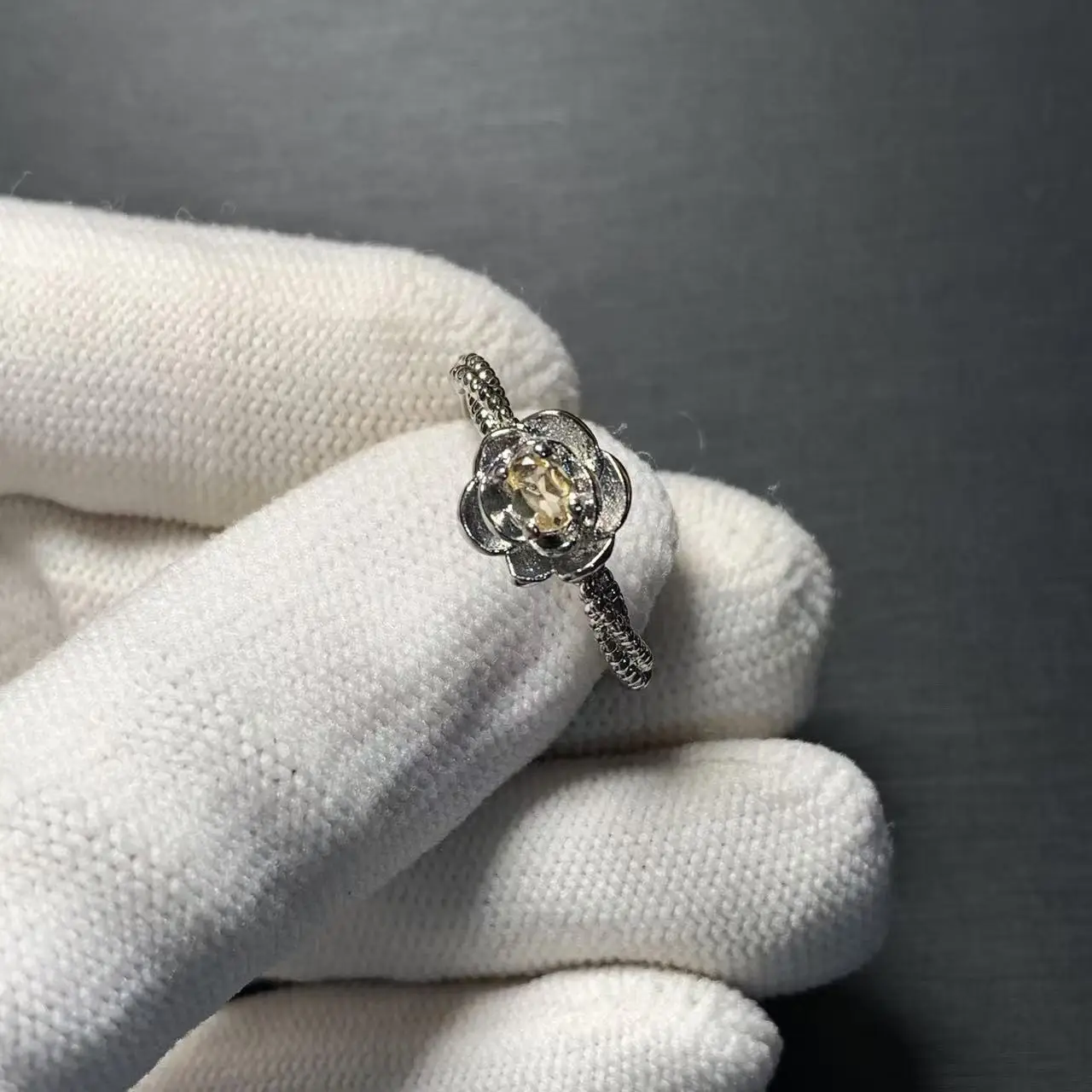 3MM Natural Citrine Ring Adjustable Female Ring Jewelry for Women Gift Wholesale High Quality Vintage Fine