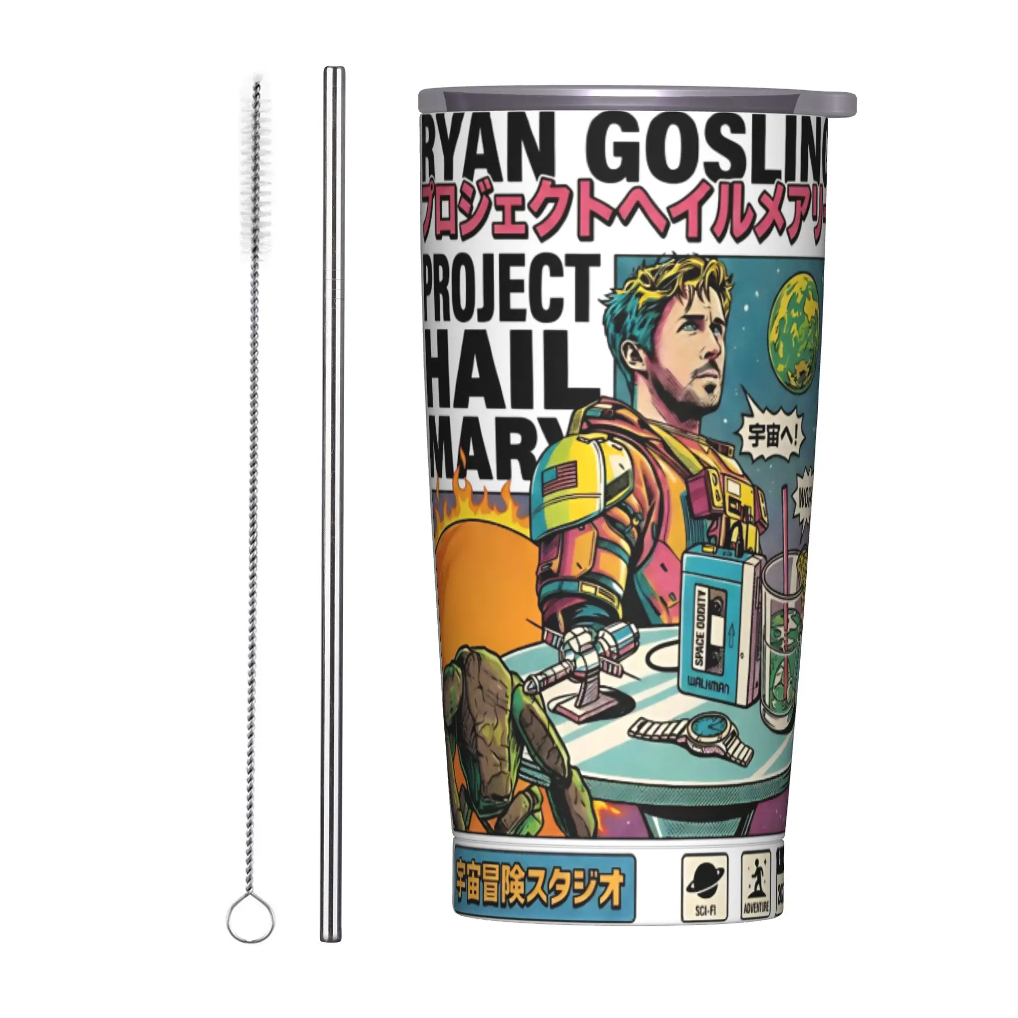 Project Hail Mary  Insulated Tumbler with Straws Si Fi Vacuum Coffee Mugs Outdoor Travel Hot Cold Drinks Cup, 20oz