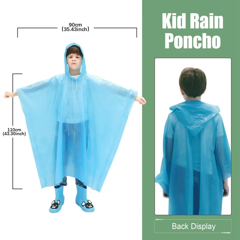 Hot Ponchos Family Pack,Rain Poncho For Adults Kids Disposable Or Reusable Ponch Rain Ponchos With Drawstring Hood 5 Pack