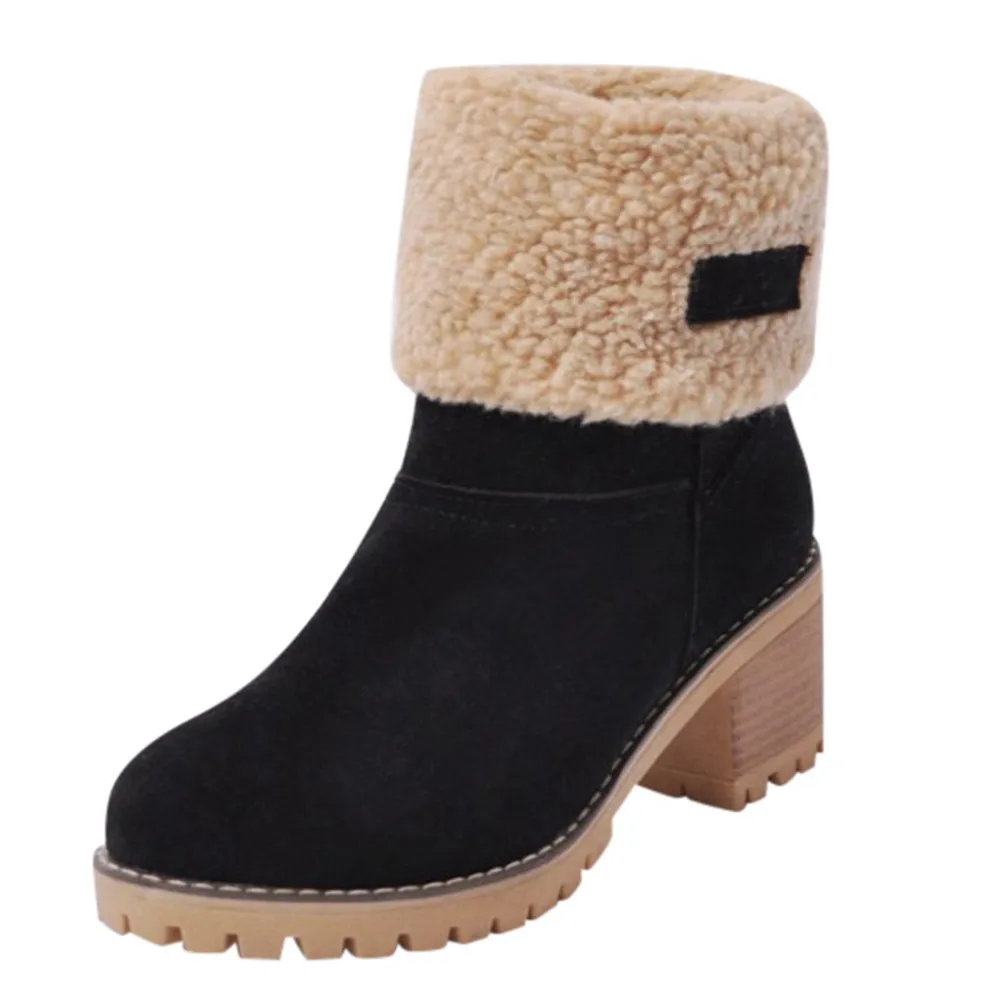 

Winter Boots for Women New Snow Keep Warm Fur Booties Comfort Cuffed Wool Ankle Boots Platform Wedges Cotton Shoes Mid Calf Boot