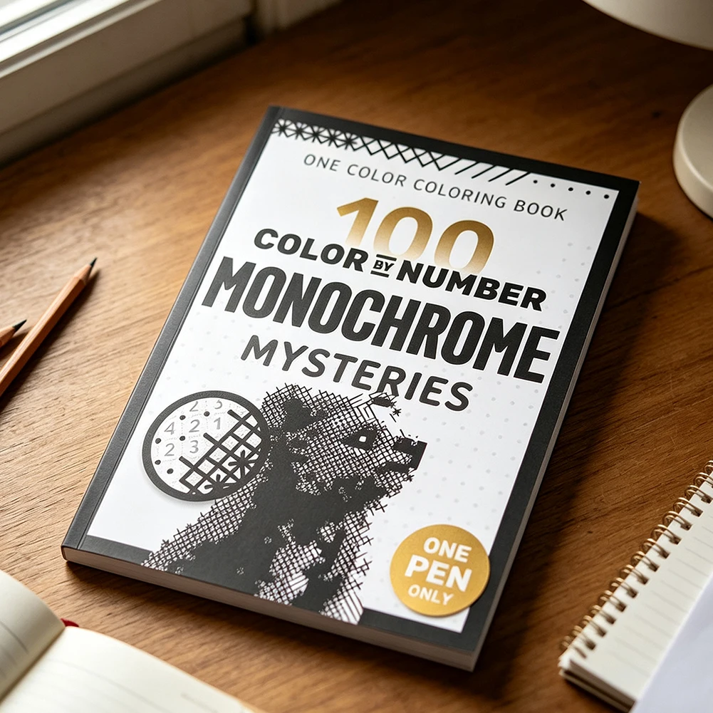 Color Coloring Book For Adults Relaxation and Wonder 100 Color by Number Monochrome Mysteries Art Book