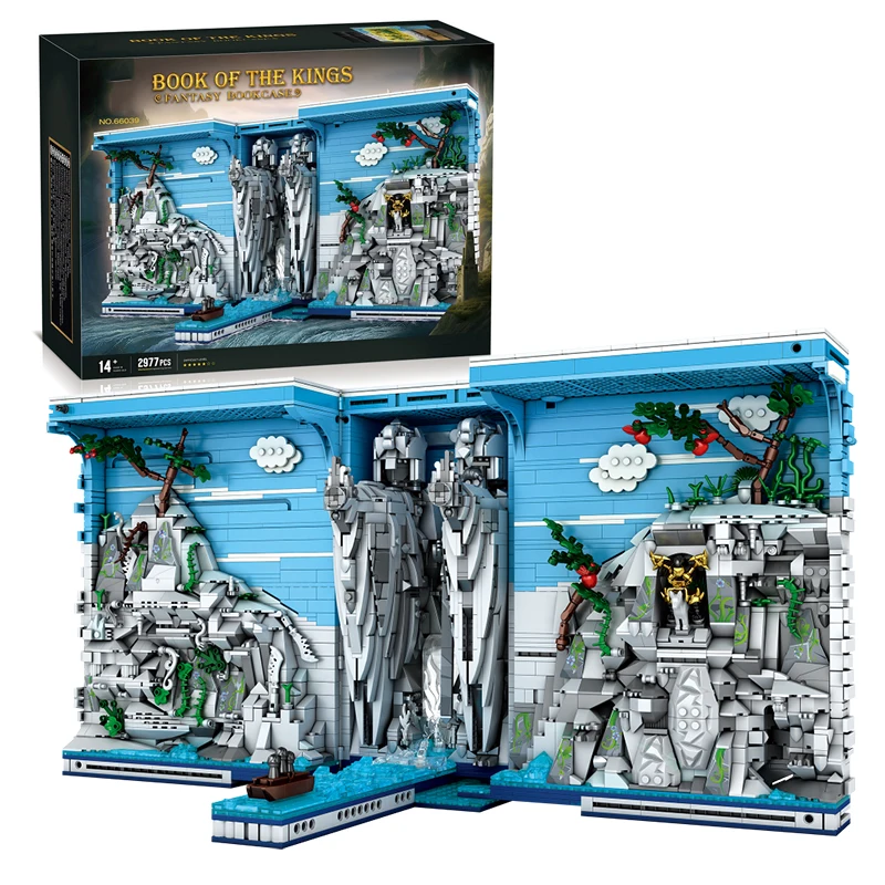 2977PCS Buch Der Könige Buchstütze Bausteine Gott Stein Statue Berühmte Landschaft Modell Ziegel Desktop Ornamente Kinder Spielzeug Geschenk