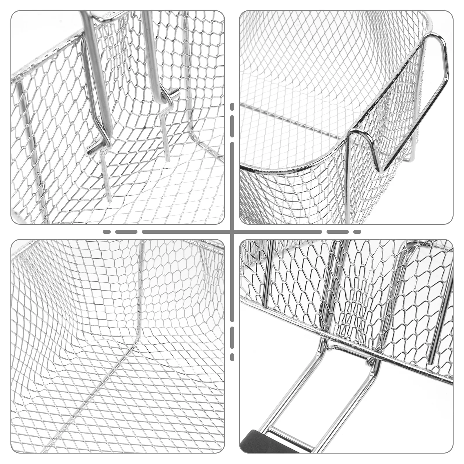 

Premium Stainless Steel Fry Basket Removable Handle Wire Mesh Strainer for Frying Boiling Draining Food Cooking Utensil