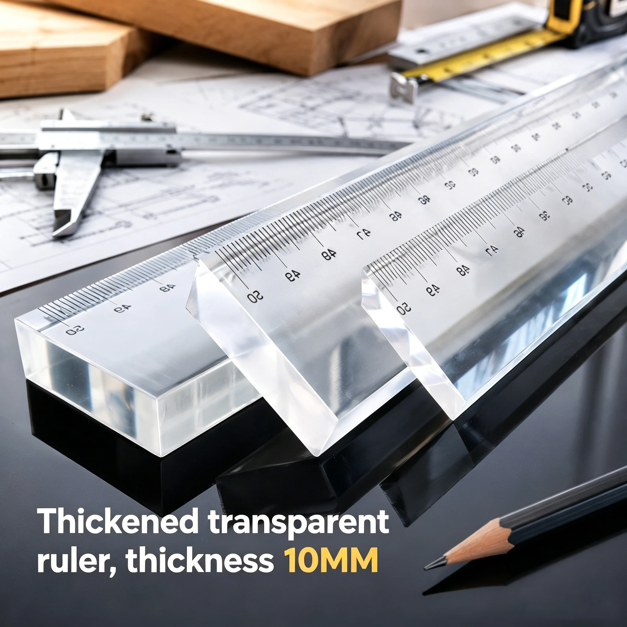 20/30/50cm Dickes Klares Acryl-Lineal |   Hochleistungs-Mess- und Schneidewerkzeug |   Multifunktionales Büro- und Bastellineal