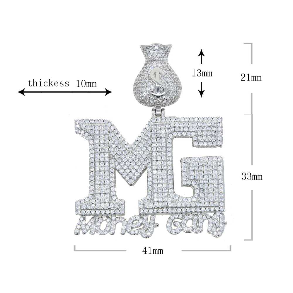 2025 Iced Out Bling 5A CZ Cubic Zirconia Money Gang CZ Letter Pendant Bling Dollar Symbol Necklace Hiphop Jewelry For Men Boy