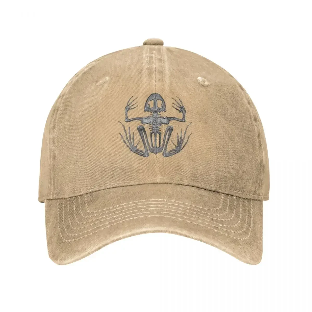 Czapki z daszkiem z motywem szkieletu żaby, typu snapback, z denimu spranego, regulowane, na zewnątrz, streetwear, czapka baseballowa, kowbojska, unisex