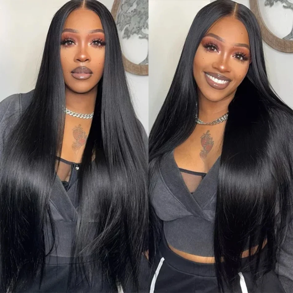 Bone Straight Human Hair Bundles With 13x4 Frontal Brazilian Weave 3 Bundles With Clossure 4X4 Tissage Bresiliens Avec Closure
