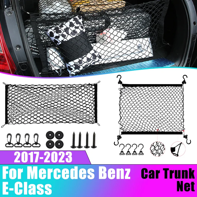 

Car Boot Trunk Net For Mercedes Benz E-Class W213 2017-2023 Nylon Layer Mesh Luggage Bag Storage Rear Back Cargo Car Accessories