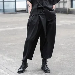 Gothic Y2k Culottes Button Irregular Casual Hakama Streetwear Personality Japanese Harajuku Culottes Men'S Clothing Unisex 2024