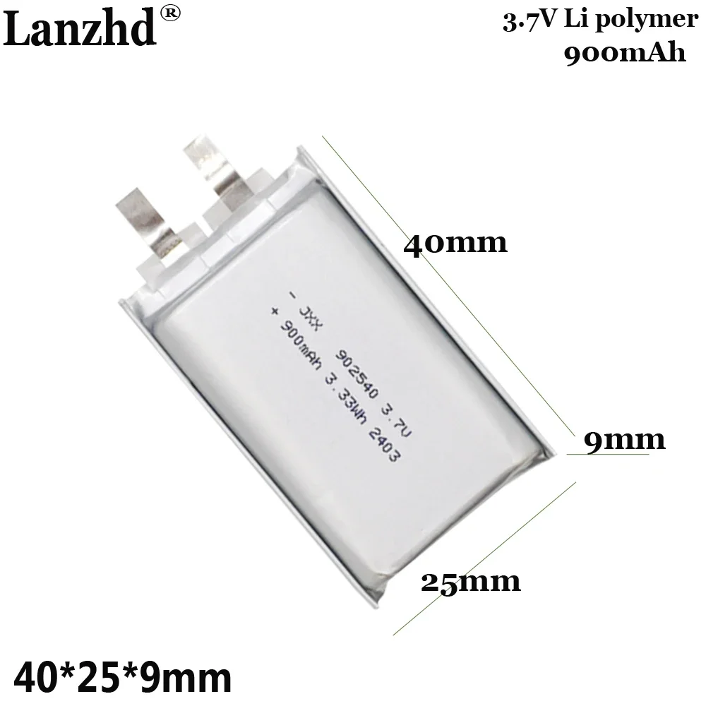 

3.7V li battery For beauty device small fan 3C digital POS card swiping machine battery 902540 900mAh