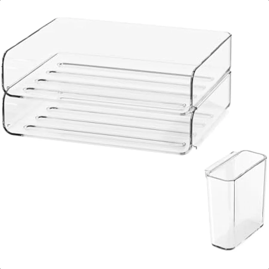 

2Tier Office Organizer with Pen Holder Stackable Paper Tray for Files Letters Books Clear Paper Folder
