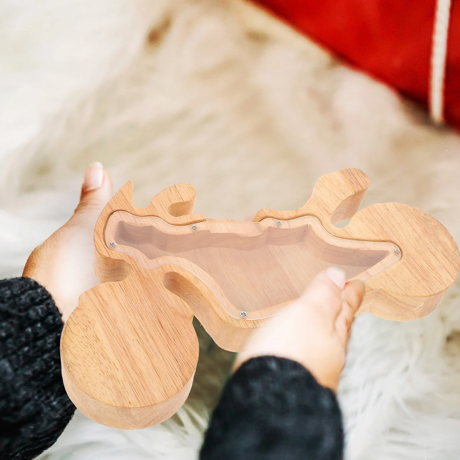 Tirelire en bois Unique avec motif Animal, rangement de pièces de monnaie Transparent, décoration artisanale, Pot d'épargne, cadeau pour Festival d'anniversaire