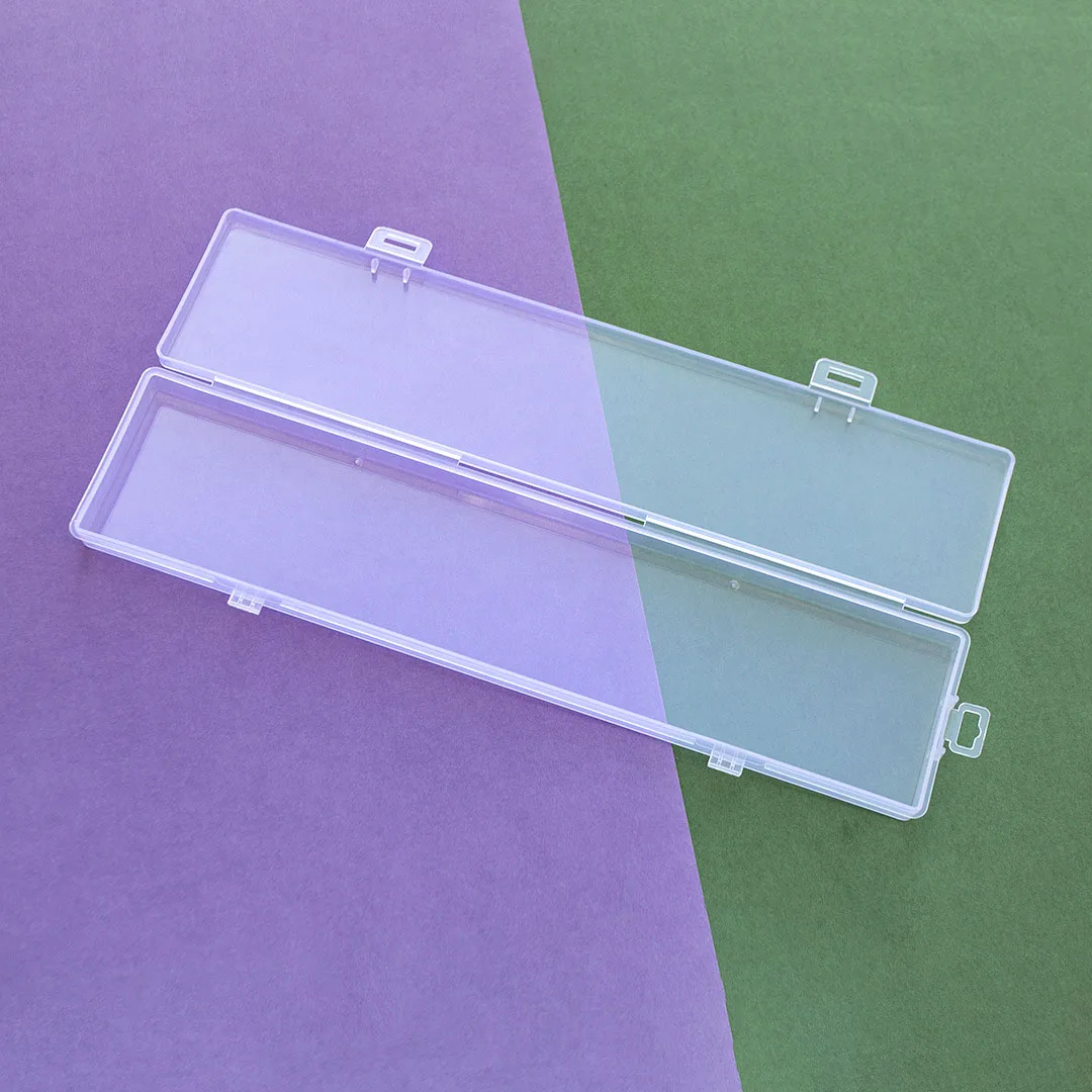 Long Rectangle Plastic Organizer Pencil Brush Storage Box Transparent Case For Pen Accessories Container