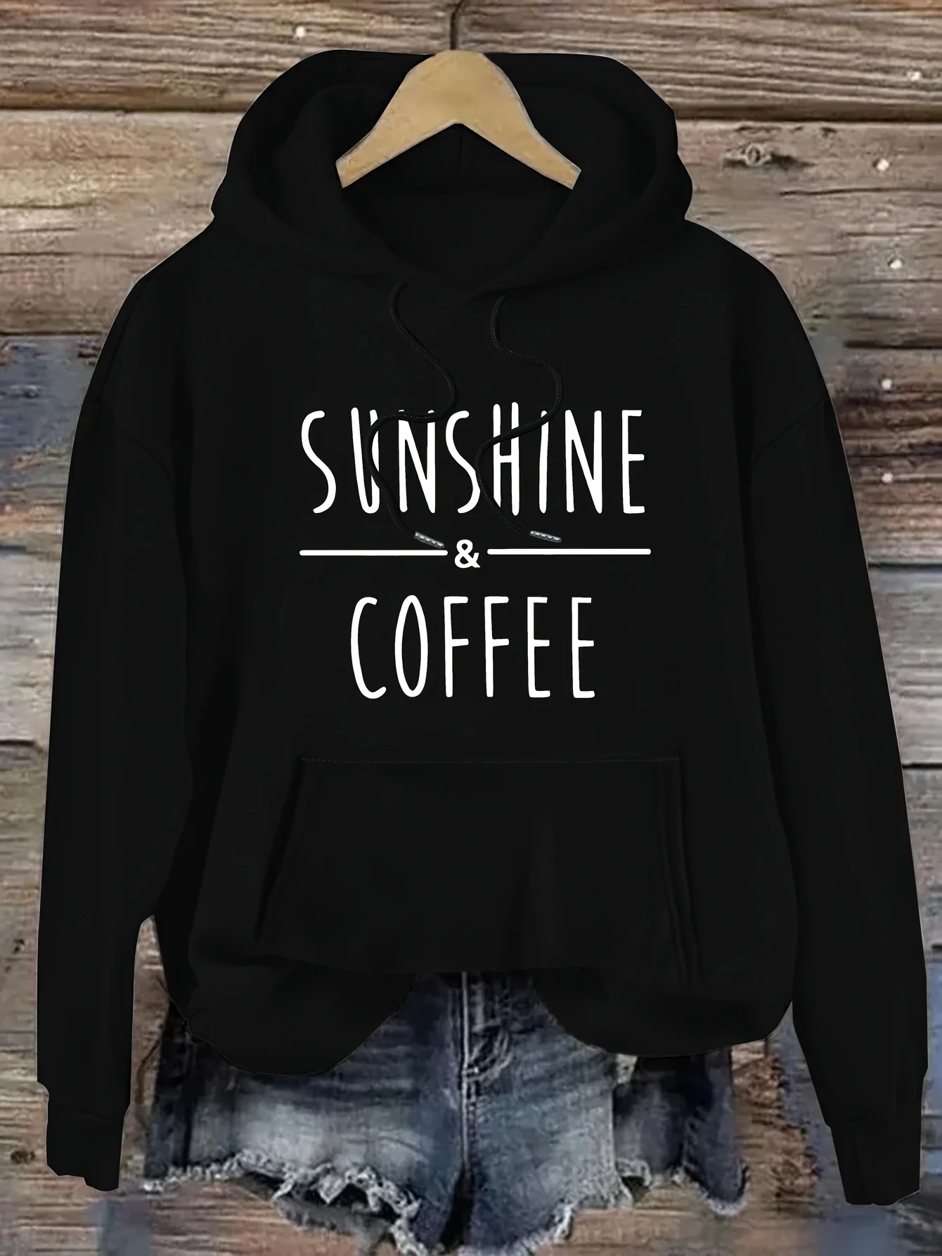 Casual hooded sweatshirt, printed with the words 