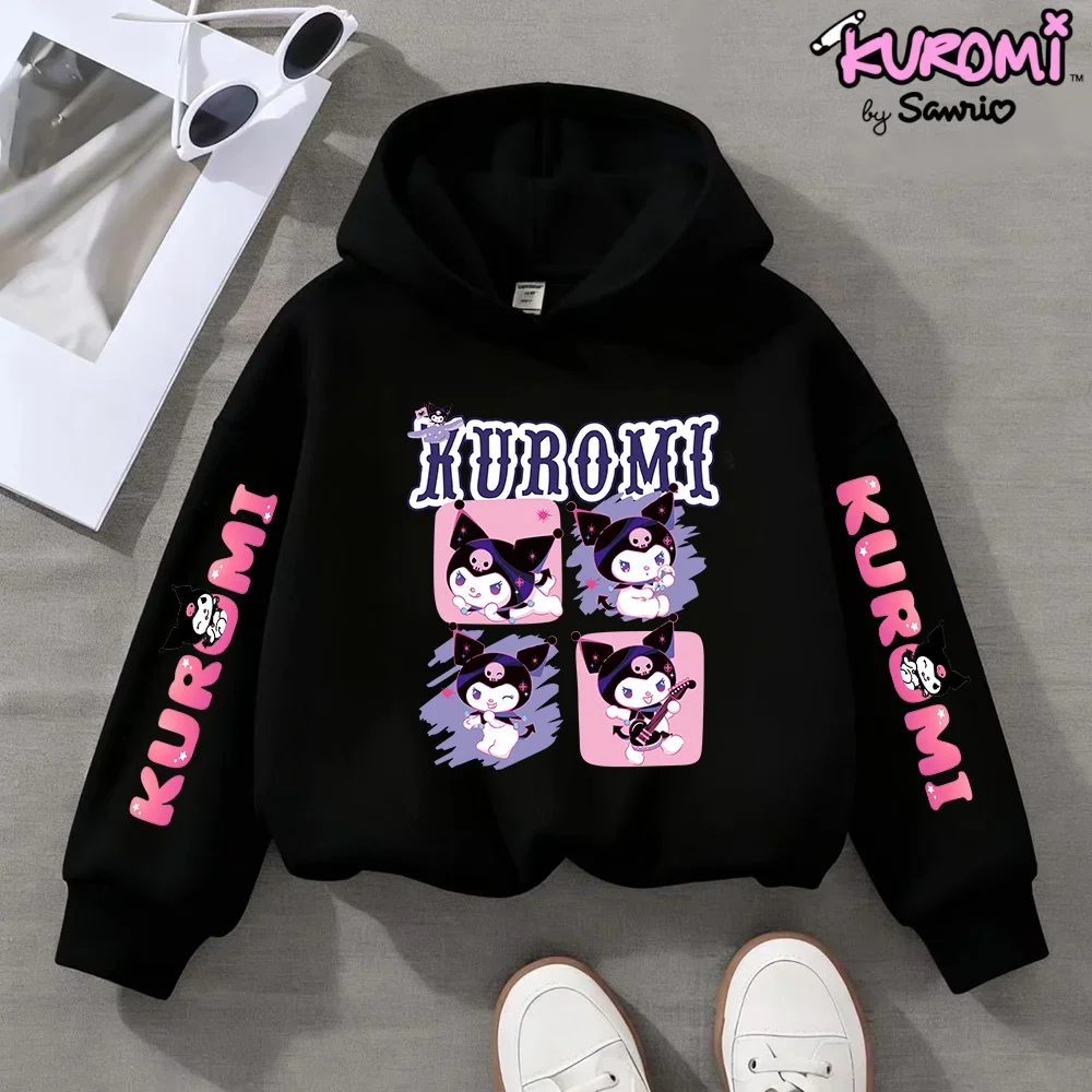 سانريو Kawaii Kuromi هوديي ملابس شاحنة للأطفال ملابس الفتيات أزياء طفل الفتيان ملابس الخريف مرحبا كيتي البلوز هدية #1