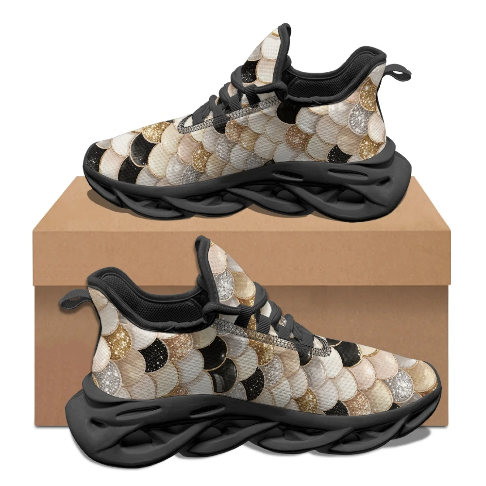 PENSTROLL Mermaid Scales Print Athletic Footwear Mesh & EVA Men's Racing Shoes Lightweight Athletic Shoes for Unisex