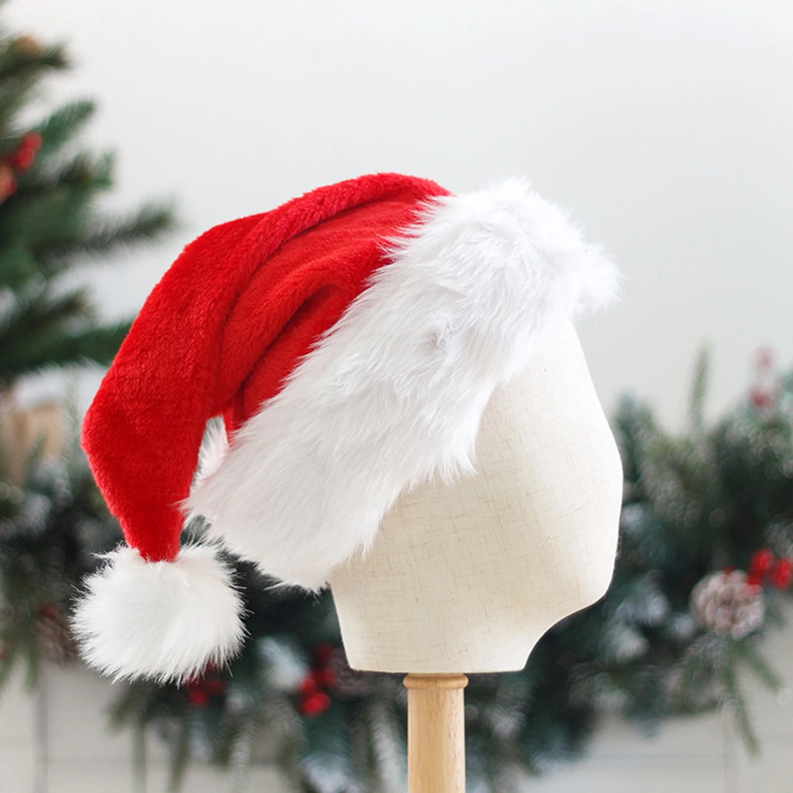 2022 Christmas Plush Santa Hats Comfortable Hat for Adult Kids New Year Festive Holiday Party Supplies Christmas Hats