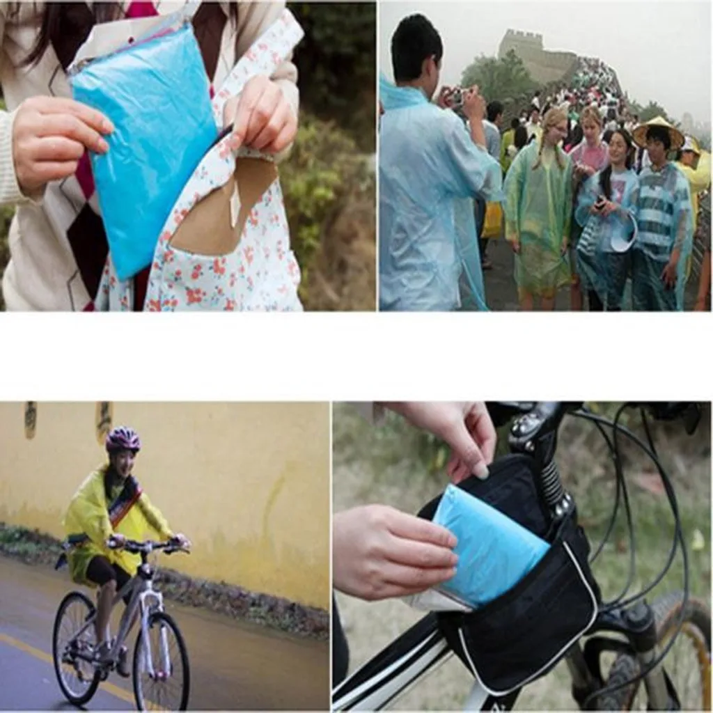 5-50pcs Disposable Rain Ponchos Raincoat with Hood Adults Emergency Waterproof Raincoat for Camping Hiking Sport Outdoors