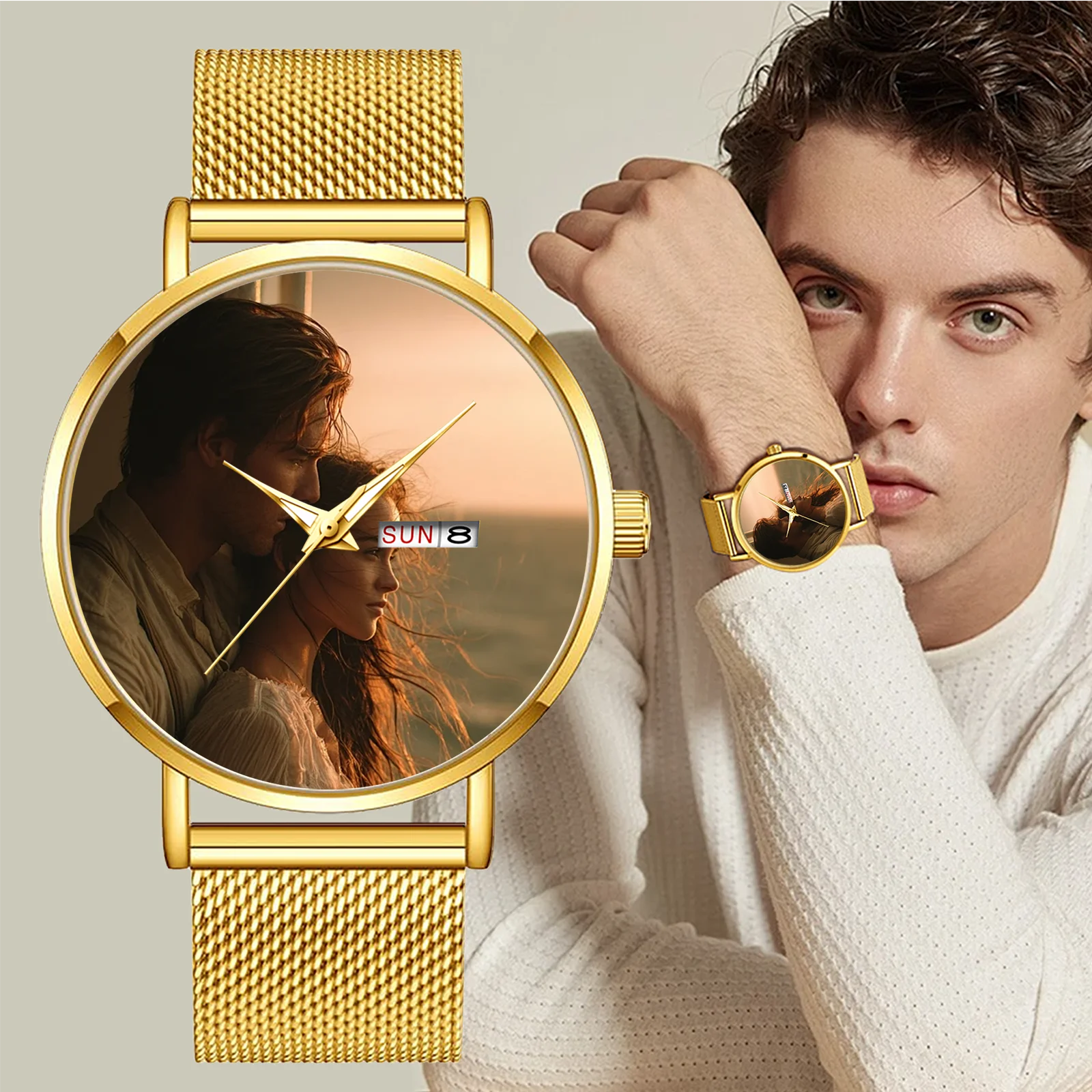 

DIY Customisable Dial Men's Watch: Business and Casual, Water-Resistant, Large Dial reloj hombre