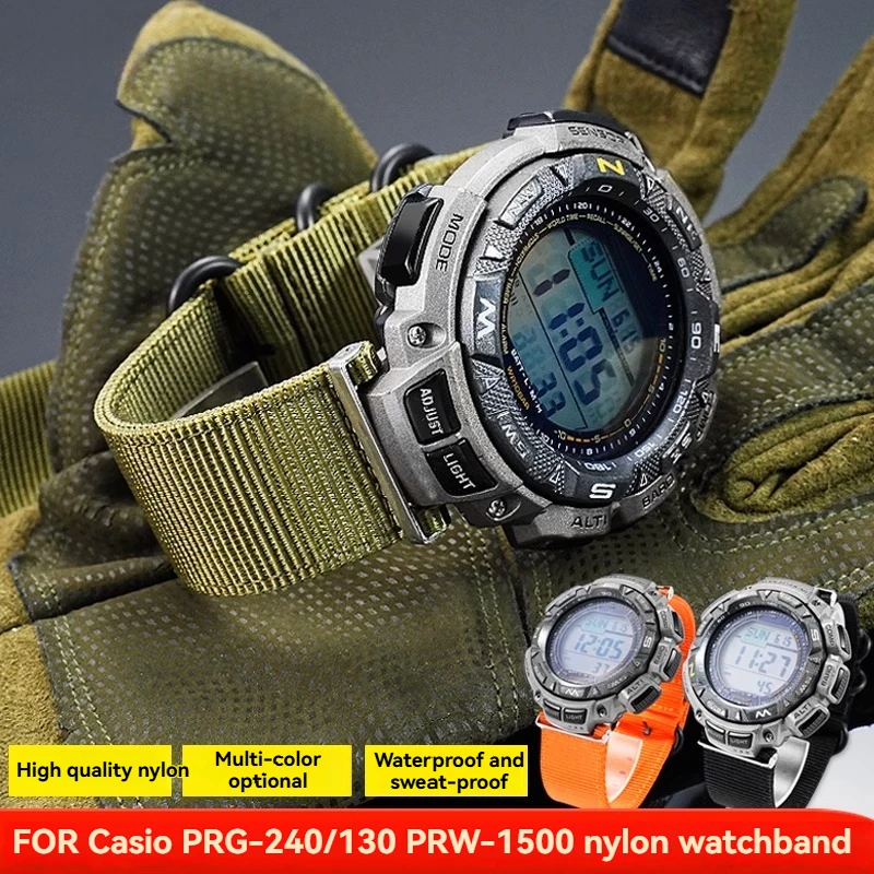 for Casio PRG-240/PRG-130/PRG-130Y/T/PRW-1500 Nylon Watch Strap - Durable Water-resistant Bracelet, Replacement Watchband