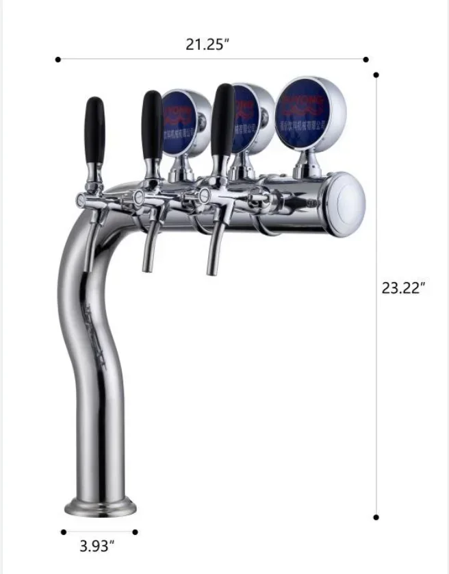 Stainless Steel Two Taps Draft Beer Tower Beer Font